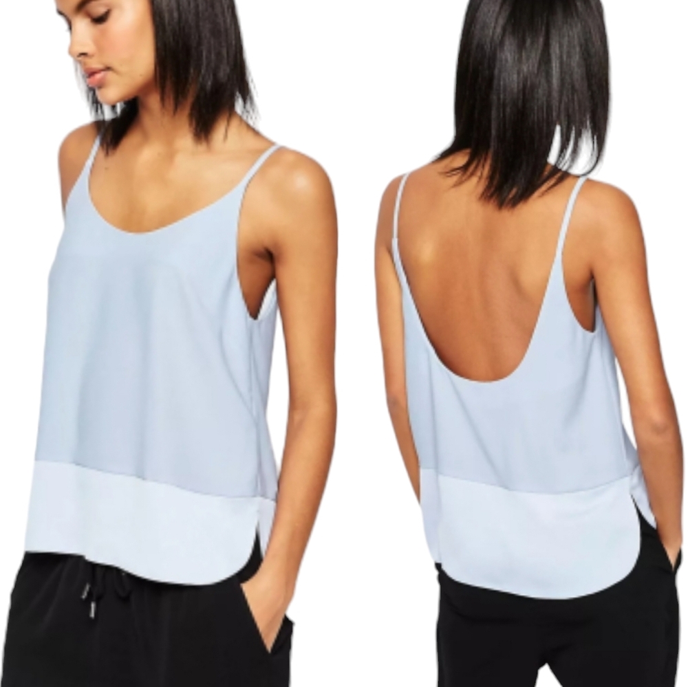 Asos Backless Cami Womens Size 6 Blue Scoop Neck Spaghetti Strap Top